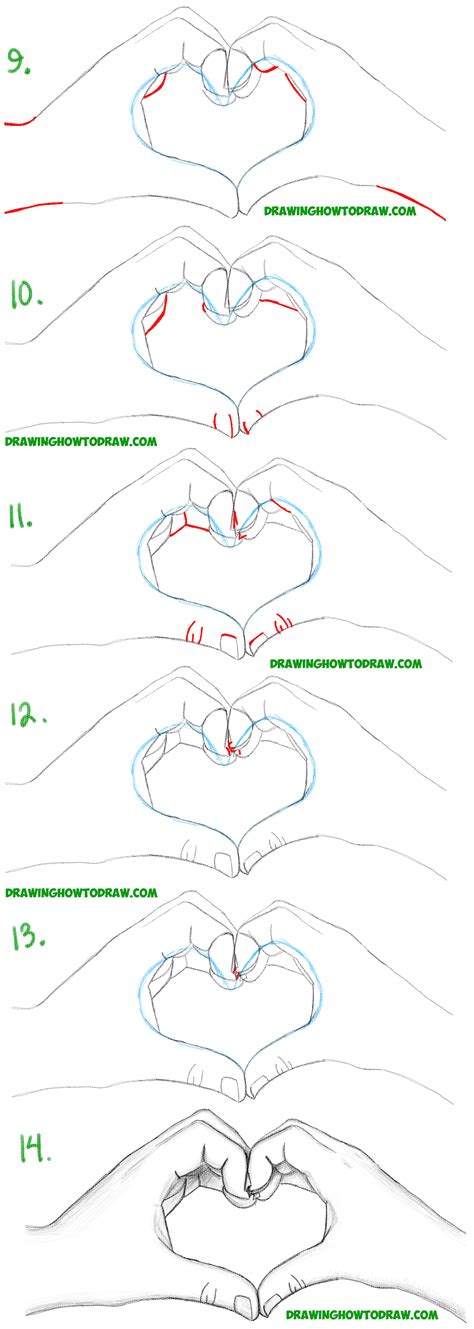 How to Draw Heart Hands in Easy to Follow Step by Step Drawing Tutorial for Beginners and ...