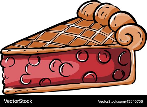 Cherry pie slice cartoon flat Royalty Free Vector Image