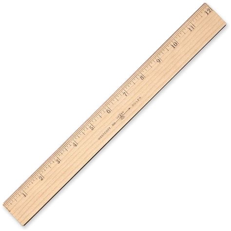 Westcott Inches/Metric Wood Ruler - 12" Length 1" Width - 1/16 Graduations - Metric, Imperial ...