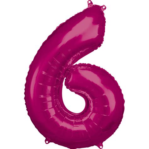 Large Number 6 Pink Foil Balloon N34 Packaged 55cm x 88cm : Amscan Europe