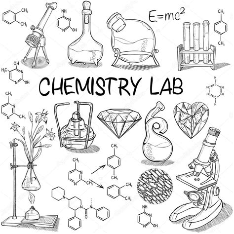 Ensemble de croquis de laboratoire chimie — Image vectorielle #115845104