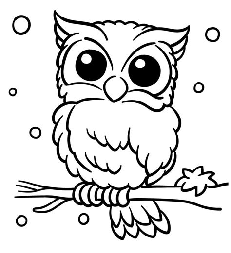 Owl and Snow Coloring Page - Free Printable Coloring Pages for Kids