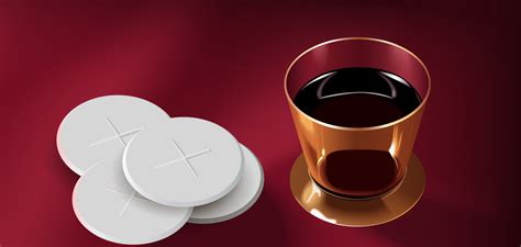 Sacramental bread and wine During the Eucharist, Holy Communion in the church on Sunday ...