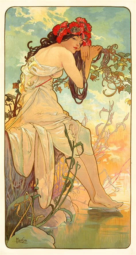 The Seasons By Alfons Mucha 1896 | Puppies and Flowers