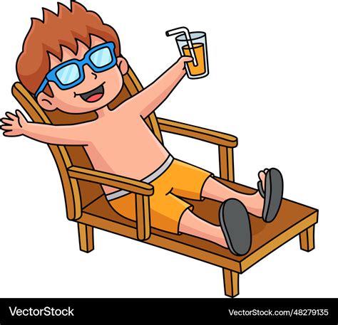 Boy relaxing cartoon colored clipart Royalty Free Vector