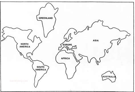 World Map Continents Coloring Page