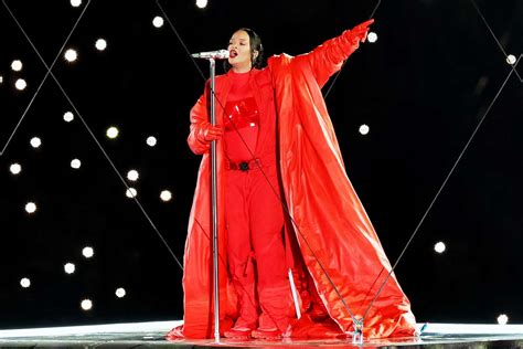 Pregnant Rihanna Wears Red Jumpsuit for 2023 Super Bowl Halftime Show