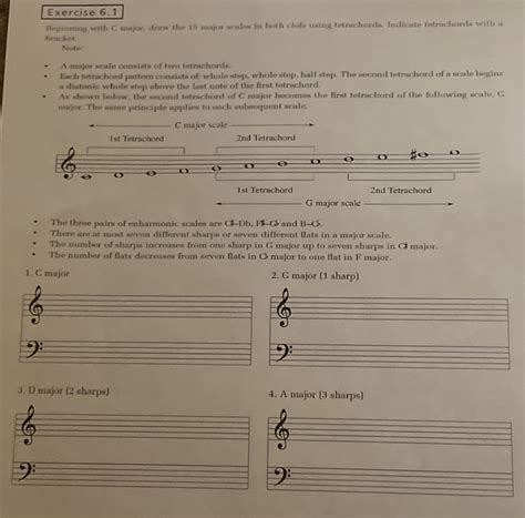 [Solved] Exercise 6.1 Beginning with C major, draw the 15 major scales in... | Course Hero