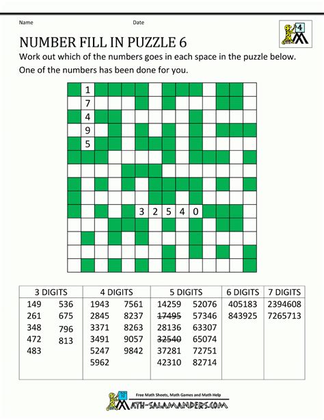 Printable Fill In Puzzle - Printable Crossword Puzzles