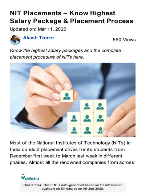 NIT Placements - Know Highest Salary Package & Placement Process | PDF ...