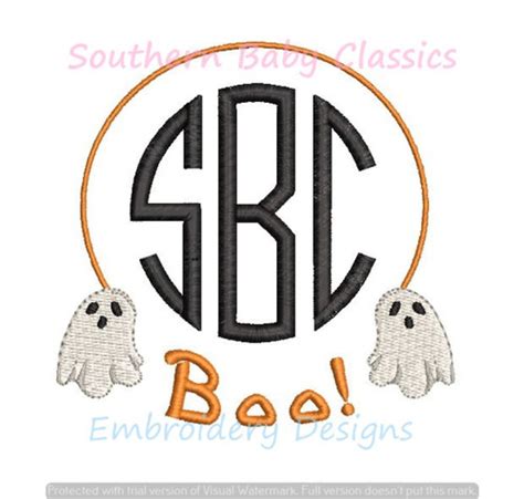 Boo Halloween Word Art Ghost Circle Monogram Frame Machine Embroidery ...