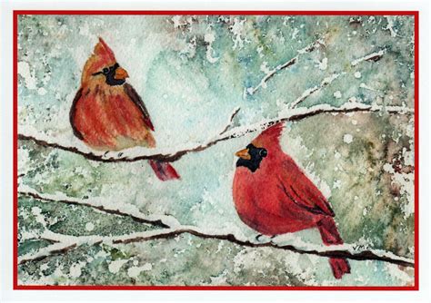 Ten Pack of Cardinal Pair Christmas Cards. Cardinal Birds in | Etsy