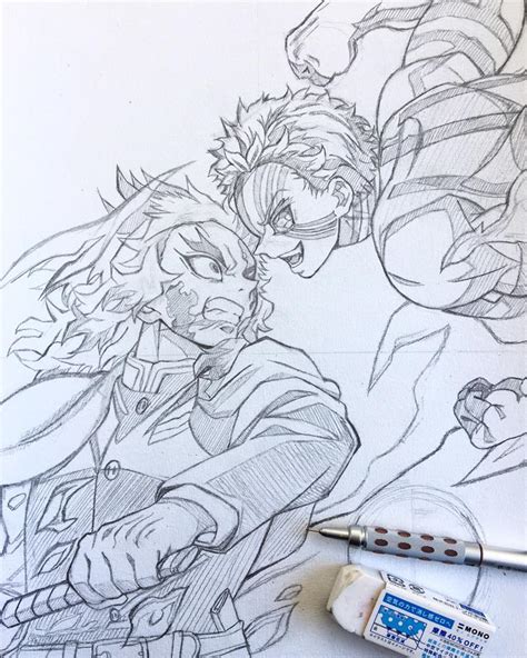 Rengoku vs. Akaza WIP! (IG: @jordan_liang_art) : r/AnimeART