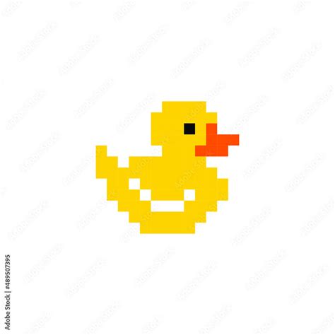 Duck icon. Pixel art style. 8-bit. Isolated vector illustration. Pixel ...