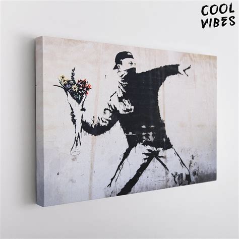 Banksy Flower Thrower Canvas Graffiti Street Art Canvas - Etsy