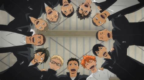 Download Karasuno Forming A Circle Haikyuu Desktop Wallpaper | Wallpapers.com