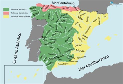 Ríos de España y afluyentes. MAPAS gratis para imprimir - Pequeocio