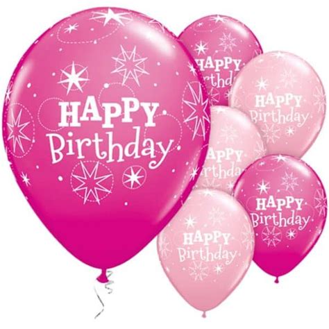 25 Happy Birthday Pink Sparkle 11'' latex Balloons • Party Sashes