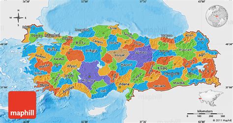 Political Map of Turkey, single color outside