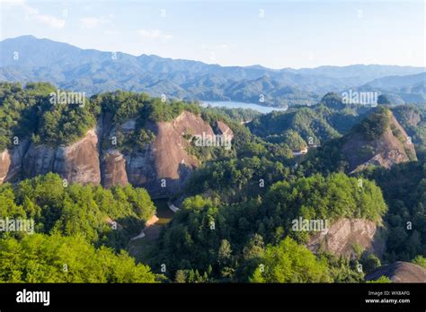 aerial view of danxia landform Stock Photo - Alamy