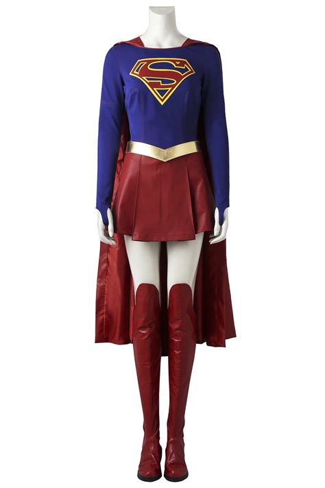 Superwoman Red Cape Halloween Superhero Clothing Supergirl Kara Zor El Danvers Costume Cosplay ...