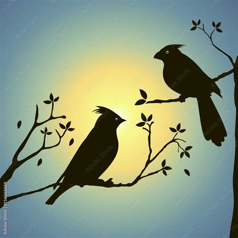 Silhouette Pair of Bird And Sunset Vector Illustration Stock Vector | Adobe Stock