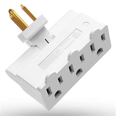 3 Outlet Wall Adapter, Fosmon ETL Listed 3-Prong Swivel Grounded Indoor AC Mini Plug Wall Tap ...