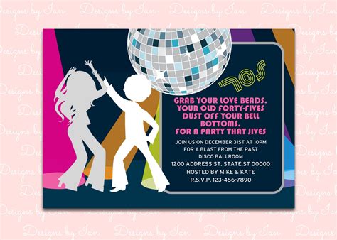 Disco Party Invitation Printable only 70s disco dance night | Etsy