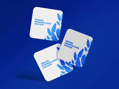 Free Rounded Corners Square Business Card Mockup PSD Set - Good Mockups