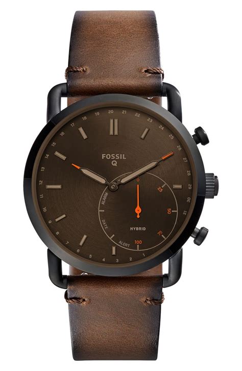 Fossil Q Commuter Leather Strap Hybrid Smart Watch, 42mm | Nordstrom