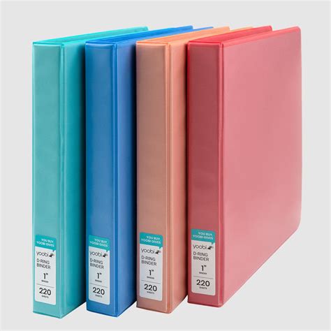 4 Pk 1 Inch Binder - Multicolor - Yoobi