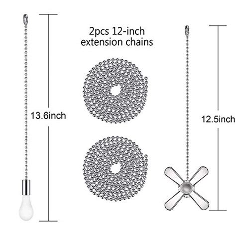 Ceiling Fan Pull Chain Extender, 24-inch Extra Long with Decorative Frosted Glass Bulb and Fan ...