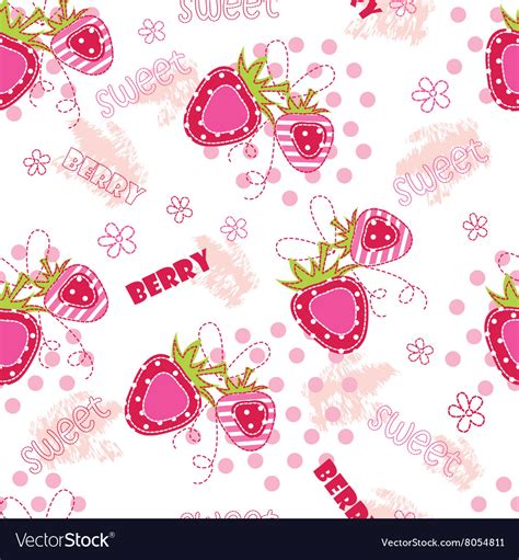 Seamless pattern with strawberries Royalty Free Vector Image