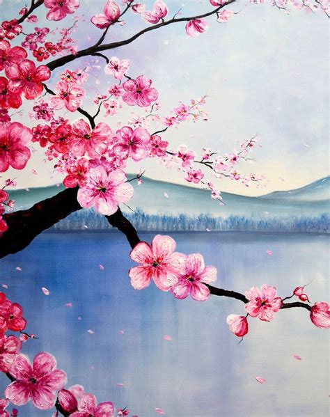 Spring Tree Oversize Oil Painting, Sakura Painting Abstract Art Blush Pink Decor Springtime ...