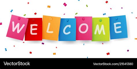 Welcome sign with confetti Royalty Free Vector Image