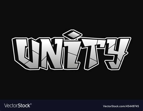 Unity word graffiti style letters hand drawn Vector Image