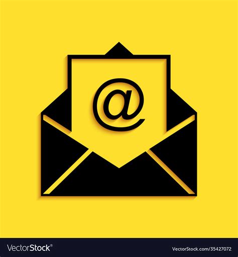 Black mail and e-mail icon isolated on yellow Vector Image