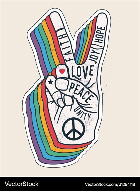 Peace hand gesture sign with words on it peace Vector Image