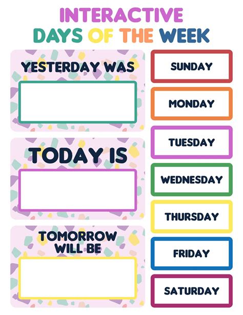 Printable Interactive Days Of The Week Chart Classroom English ...