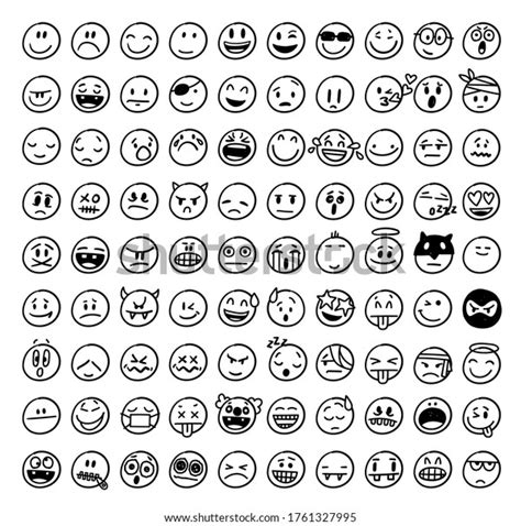 Hand Drawn Emoji Black White Design Stock Vector (Royalty Free) 1761327995 | Shutterstock