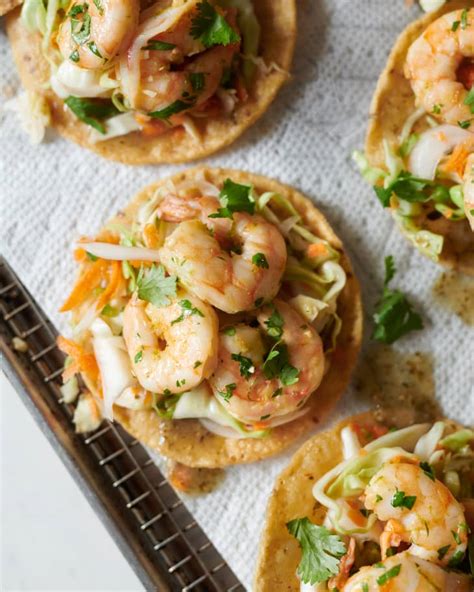 Shrimp Tostadas (with Quick Curtido and Salsa Verde) | Cubby