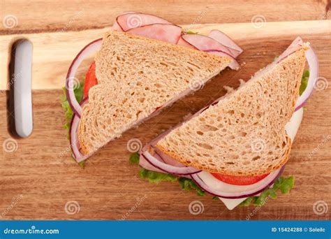 Ham Sandwich Cut In Half Royalty Free Stock Photos - Image: 15424288