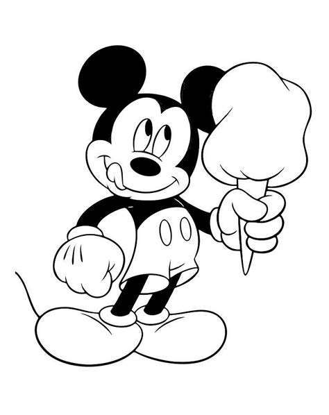 mickey mouse holding a lollipop coloring page