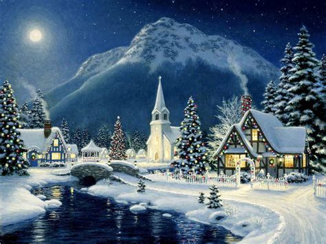 Snowy Christmas Scenes Wallpapers - Wallpaper Cave