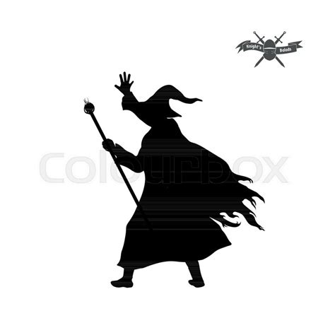 Black silhouette of wizard with hat ... | Stock vector | Colourbox