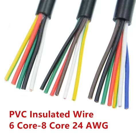 1Meter 24 AWG 0.2MM2 RVV 6/7/8 Cores Copper Wire Conductor Electric RVV Cable Black soft ...