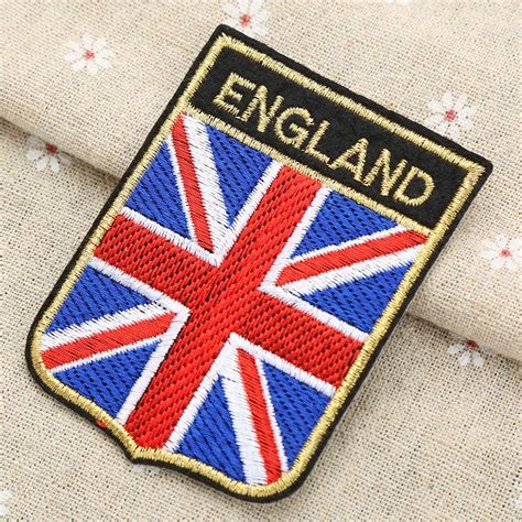 England Country Flag Clothes Patch DIY Flowered Embroidered Patches Iron on Fabric Badges Sew on ...