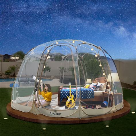 Alvantor Bubble Tent Pop up Canopy Family Camping Gazebo Clear House 15'x15' Beige 1 Room ...