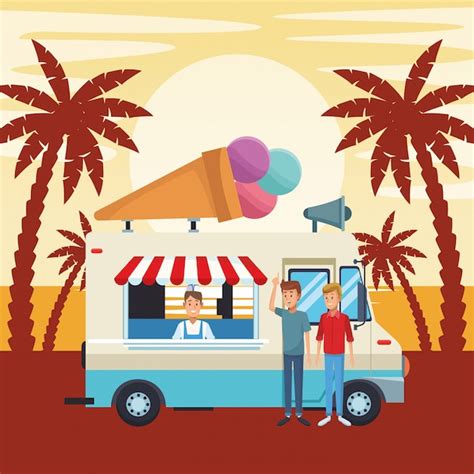 Premium Vector | Ice cream truck cartoon