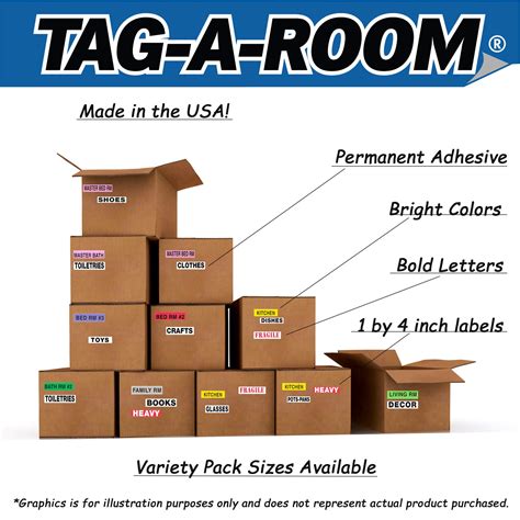 Buy Tag-A-Room Home Moving Labels, 800 Count Color-Coding Labels for Boxes Stickers + Fragile ...